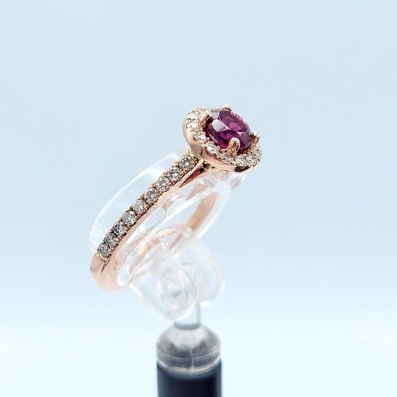 𝅺garnet diamond halo ring - Picture 12 of 17